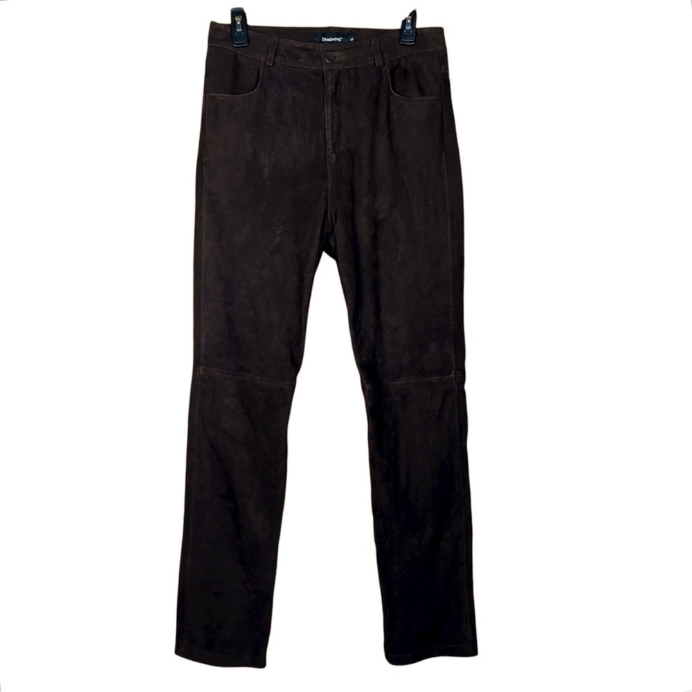 Deadwood Suede Pants Womens Sz 40 US Size 6 Brown Straight Leg Phoenix High Rise